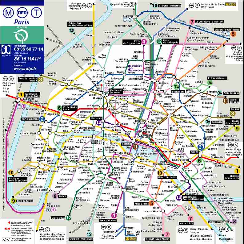 Zone 1-5 Paris Map