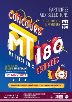 Lancement de l’édition 2021 du concours « Ma thèse en 180 secondes » organisé par l’Université Paris-Saclay