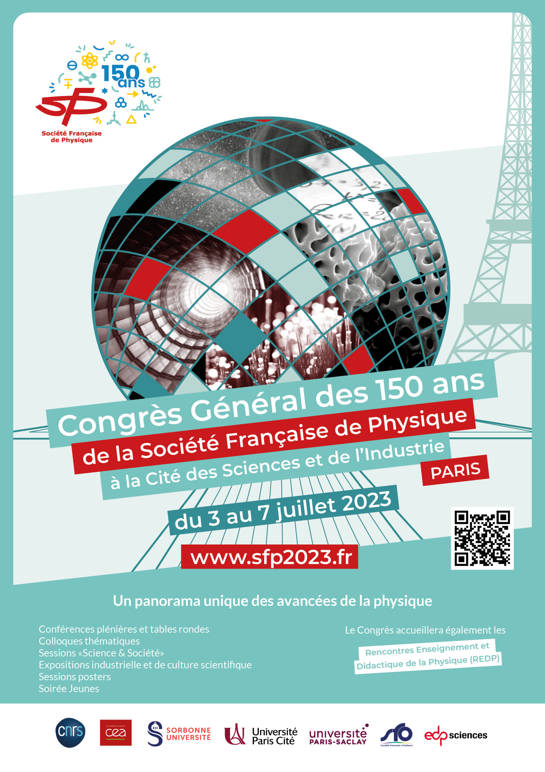 Congrès des 150 ans de la SFP à Paris (Cité des sciences et de l'industrie) du 2 au 7 juillet 