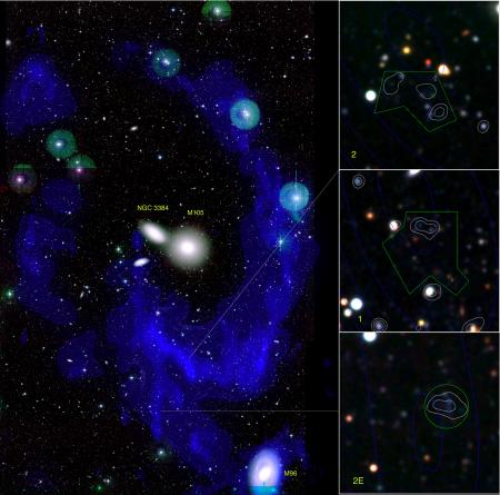 Anneau de gaz et collision de galaxies