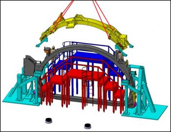 Fin d’installation de la station de pré-assemblage des bobines de JT-60SA à Saclay