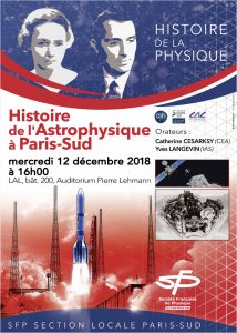 Histoire de l’astrophysique à Paris Sud, mercredi 12 décembre 2018 au LAL